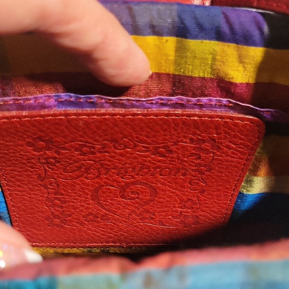 Brighton Colorful Woven Basket Handbag with Red Straps - Picture 5 of 7